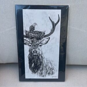 Andy Kerr Wildlife Signed Print Stag Raven 5x10 Land & Sea Gallery Oregon